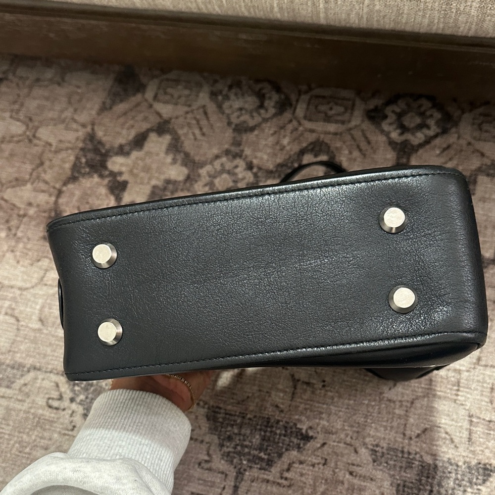 Balenciaga Black Triangular Leather Handbag with White Logo - Picture 6 of 8